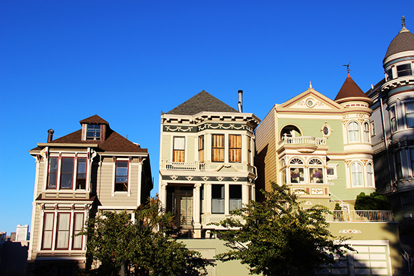 Three townhomes on street, townhouse